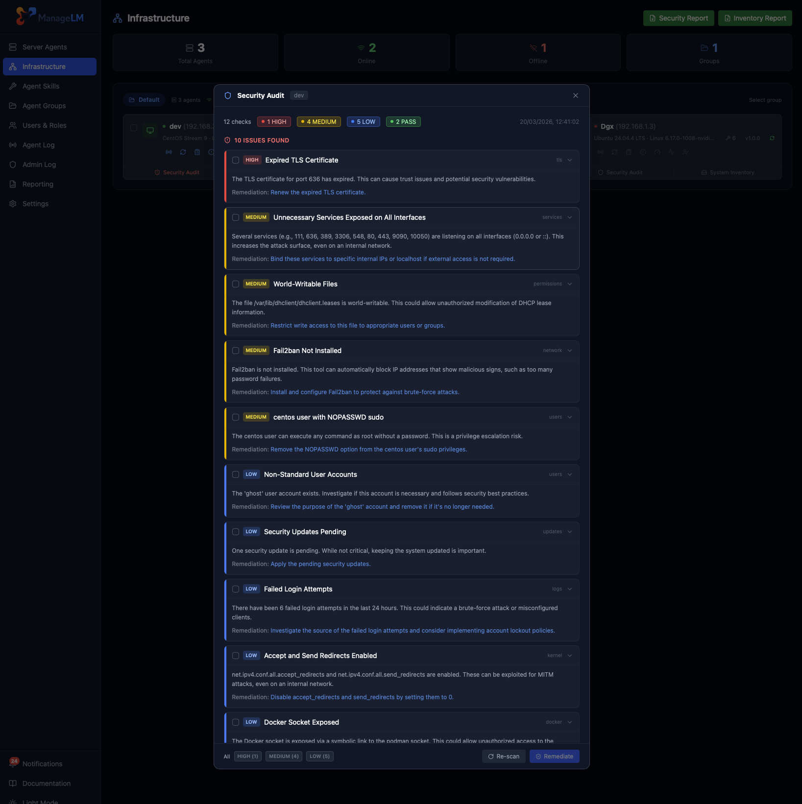 ManageLM activity audit viewer